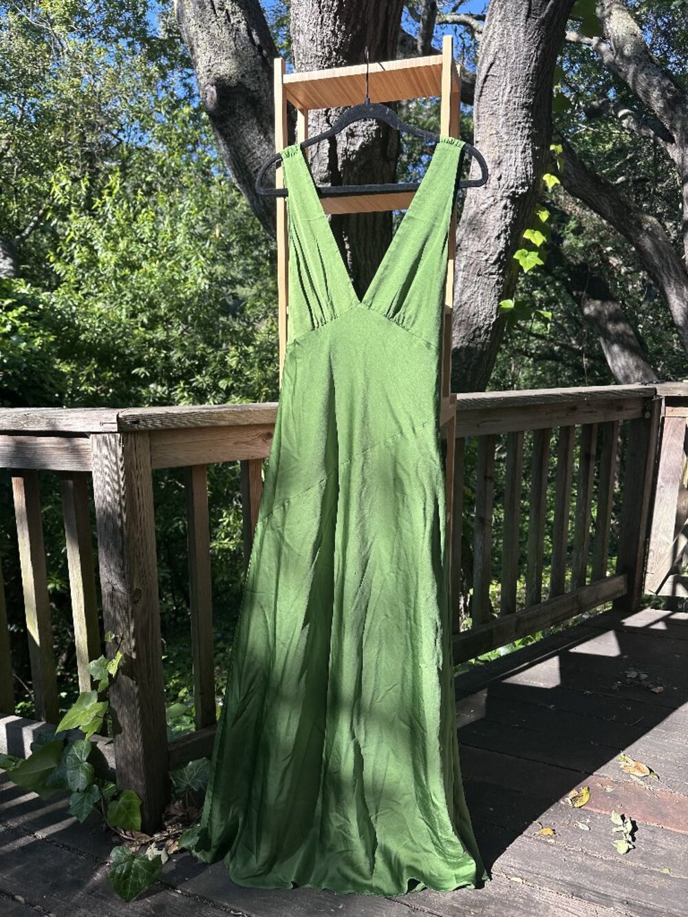 Nadia Maxi Satin Dress With Back Cowl - Emerald